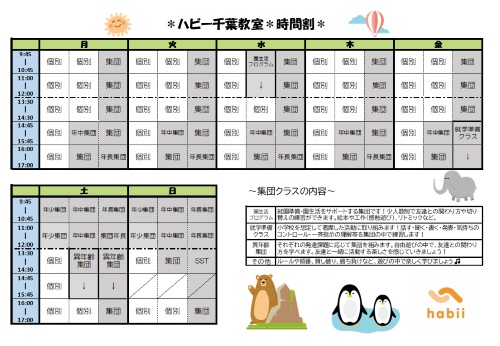 ハビー千葉教室　時間割紹介　画像①
